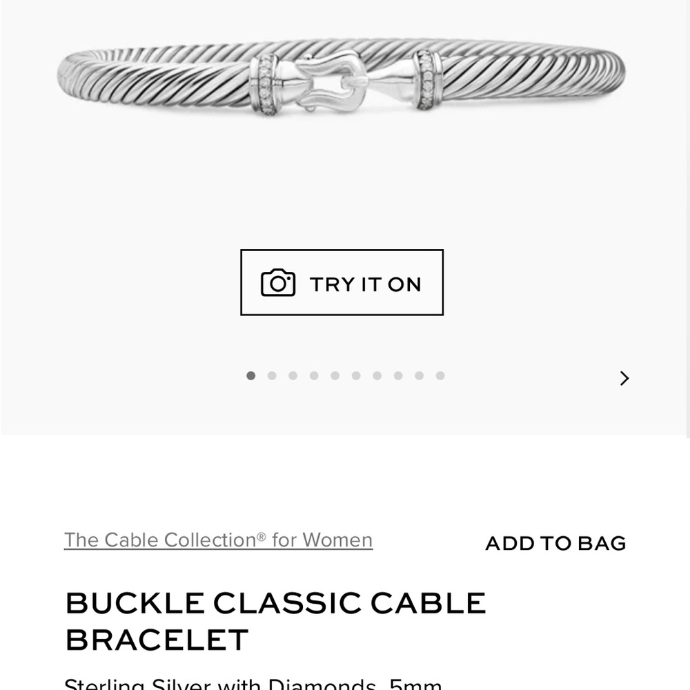 Best offer.  David Yurman Silver Cable Bracelet 5mm